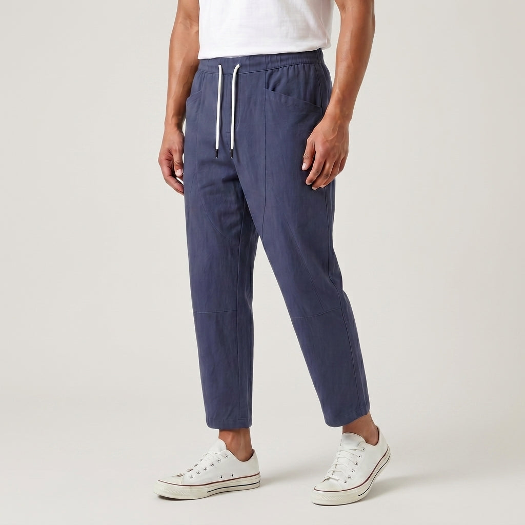 Men's Cotton-Linen Cropped Pants