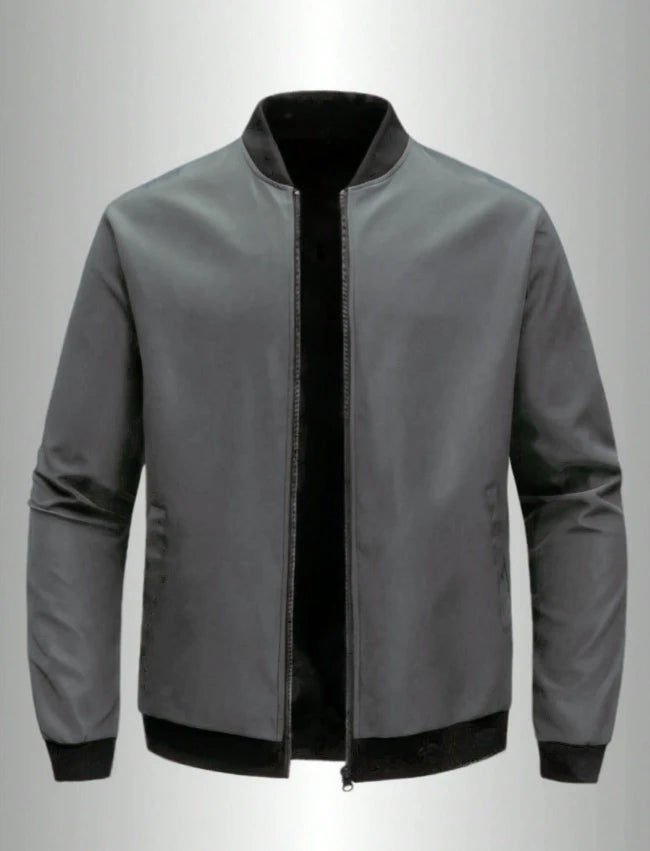 Men's Baseball Collar Lightweight Loose Jacket Solid Color
