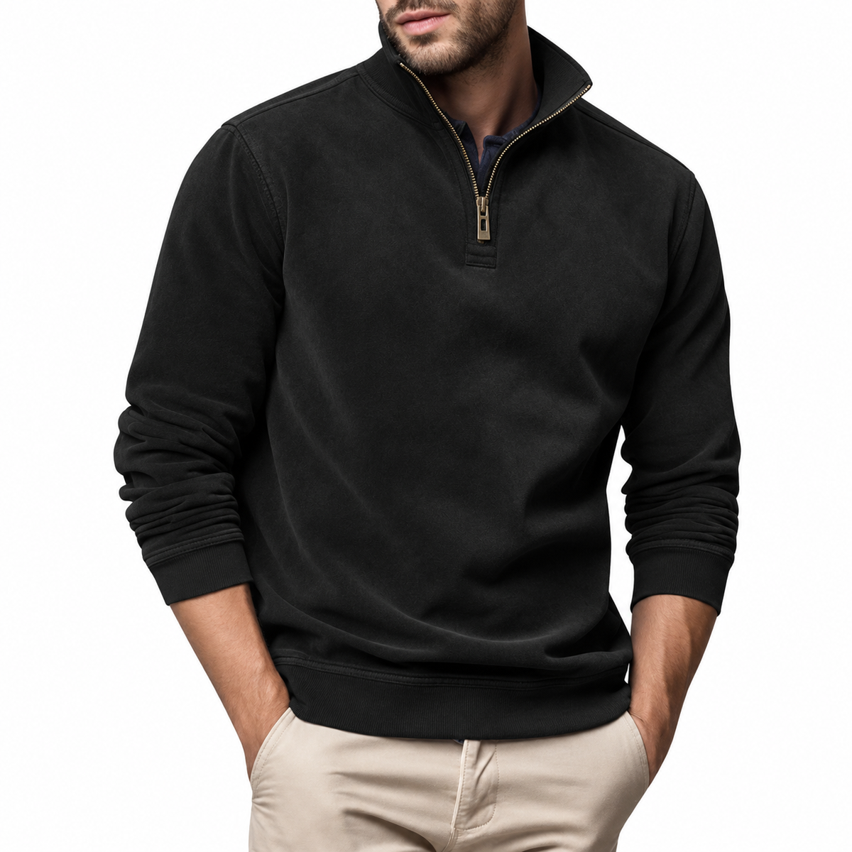 Men's everyday pullover sweater with a quarter zipper