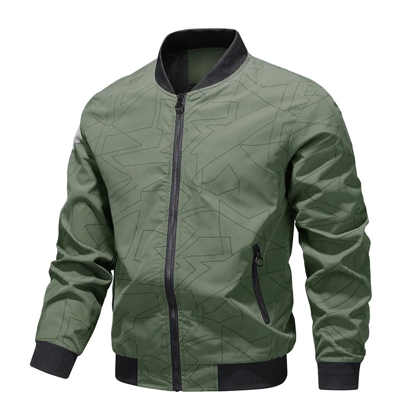 Men's Baseball Collar Lightweight Loose Jacket Solid Color