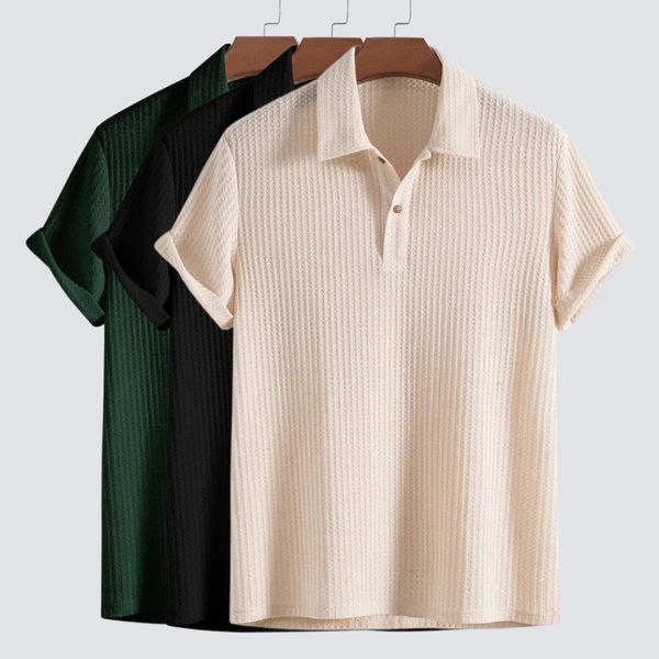 Men's polo shirt shown on a model for a smart casual outfit