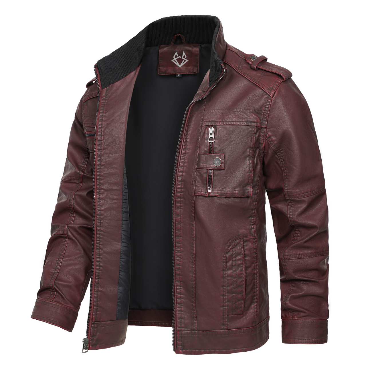 Burgundy PU Leather Jacket