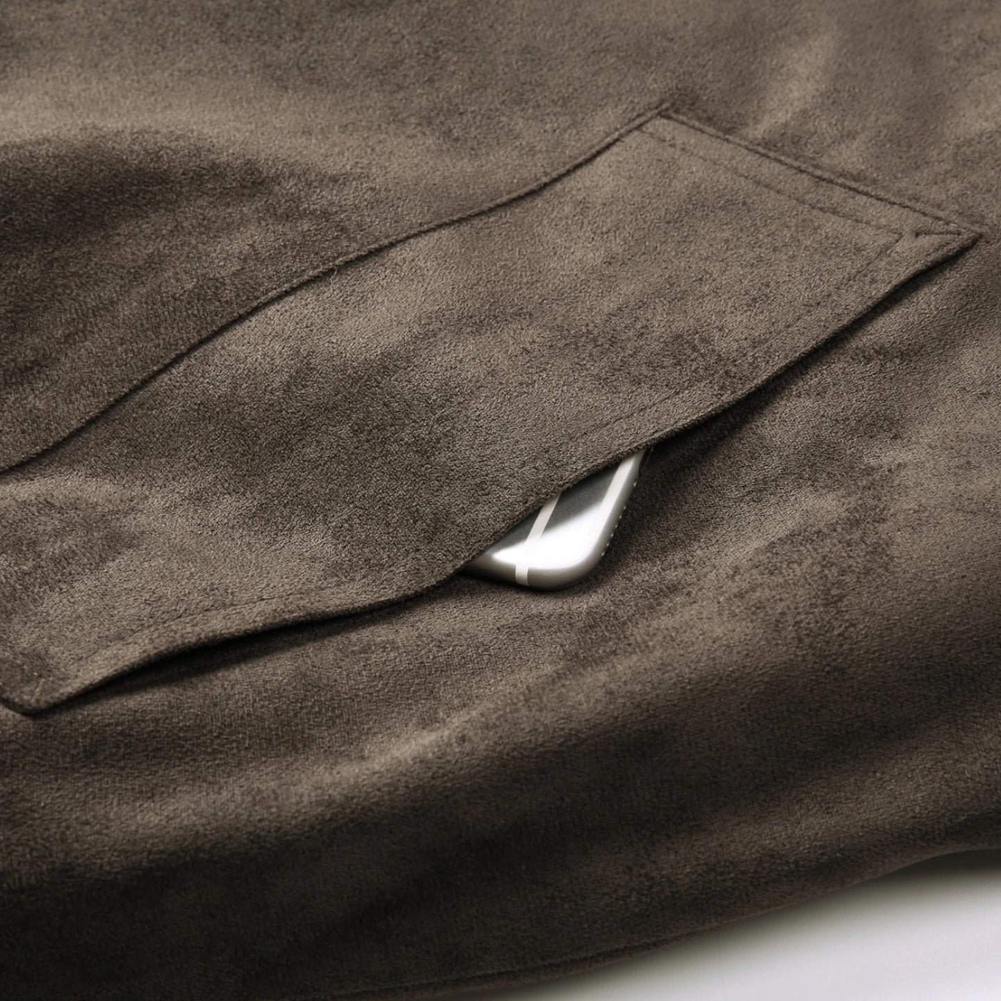 Men's Cropped Boxy Faux Suede Coach Jacket Brown