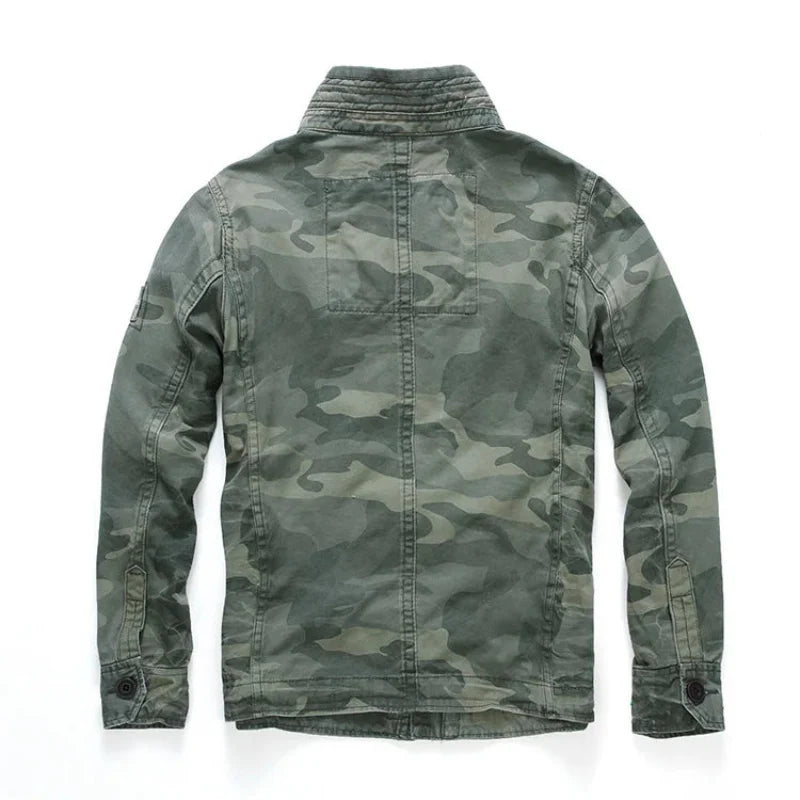 Mens Cargo Denim Jacket with Utility Pockets