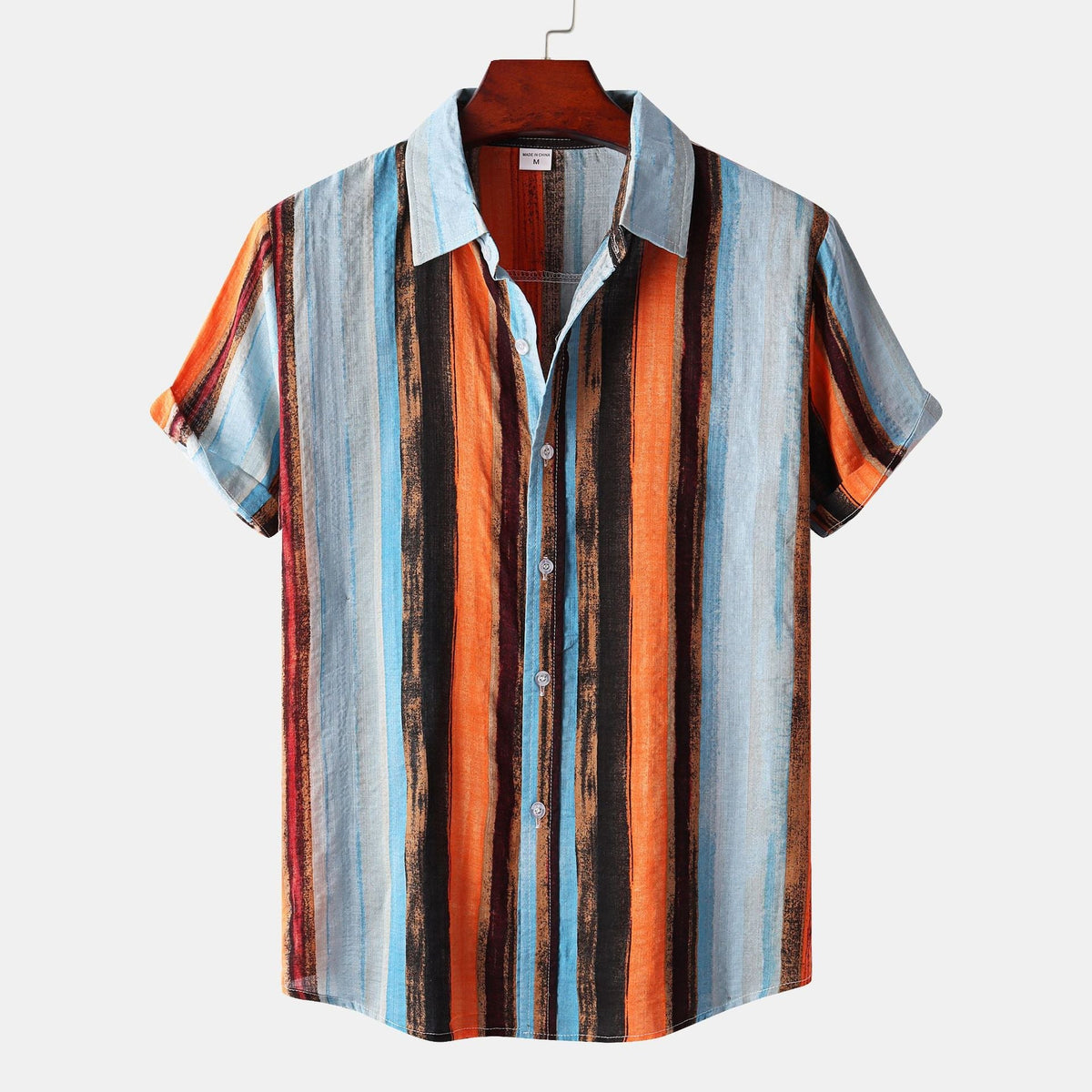 Men's Striped Print Short Sleeve Shirt
