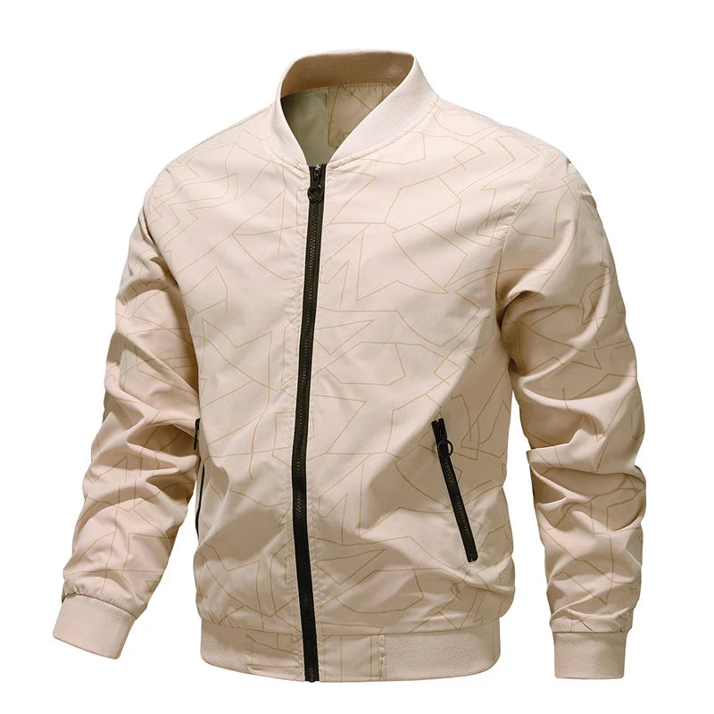 Men's Baseball Collar Lightweight Loose Jacket Solid Color