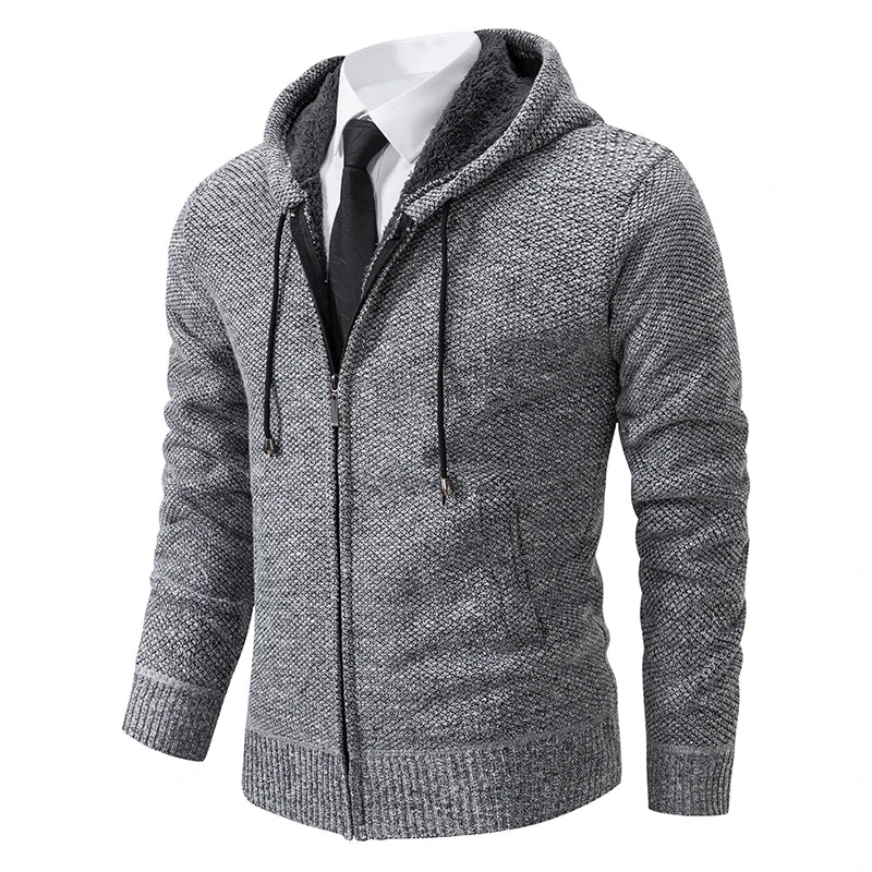 Men's Fleece Stand Collar Zipper Cardigan Sports Coat