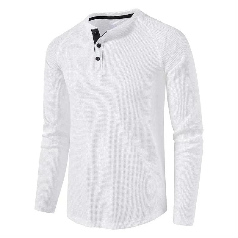 Long Sleeve Button Neck Shirt