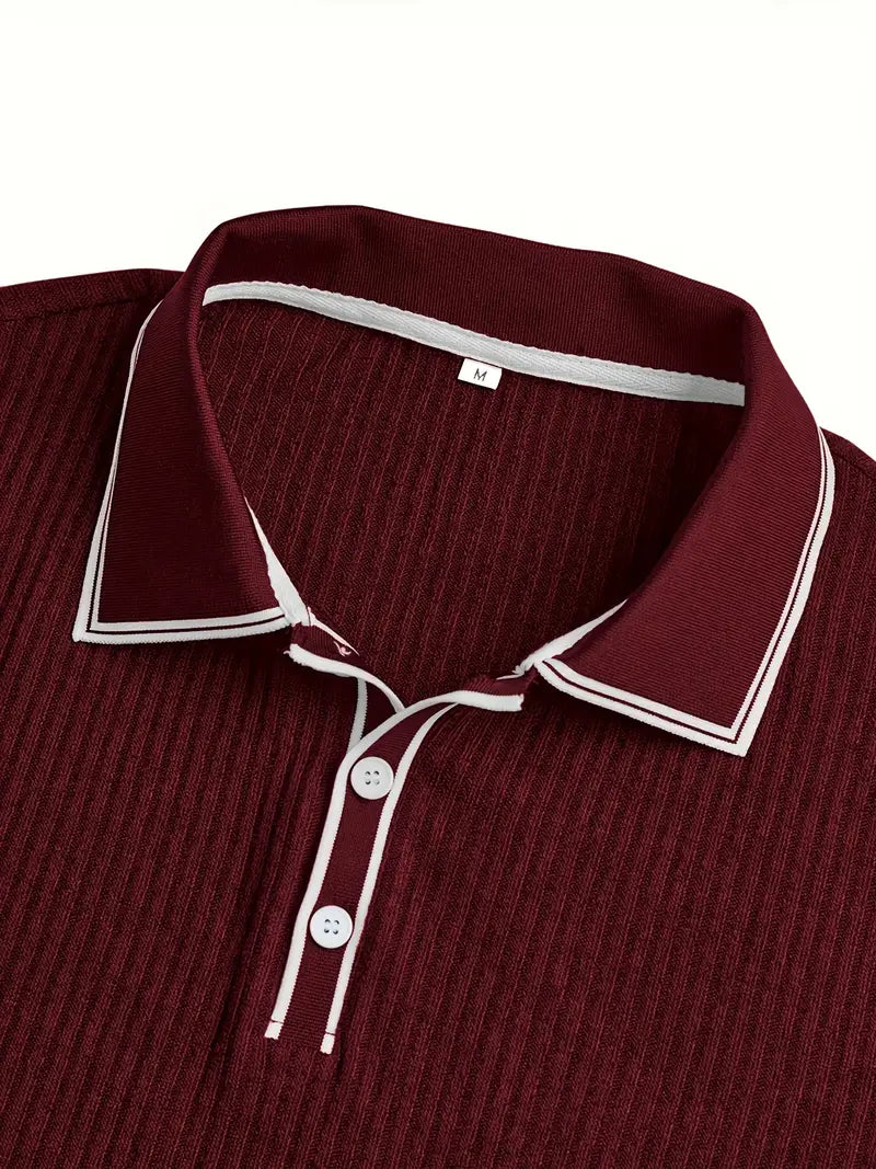 Men's ribbed polo shirt styled for everyday casual wear