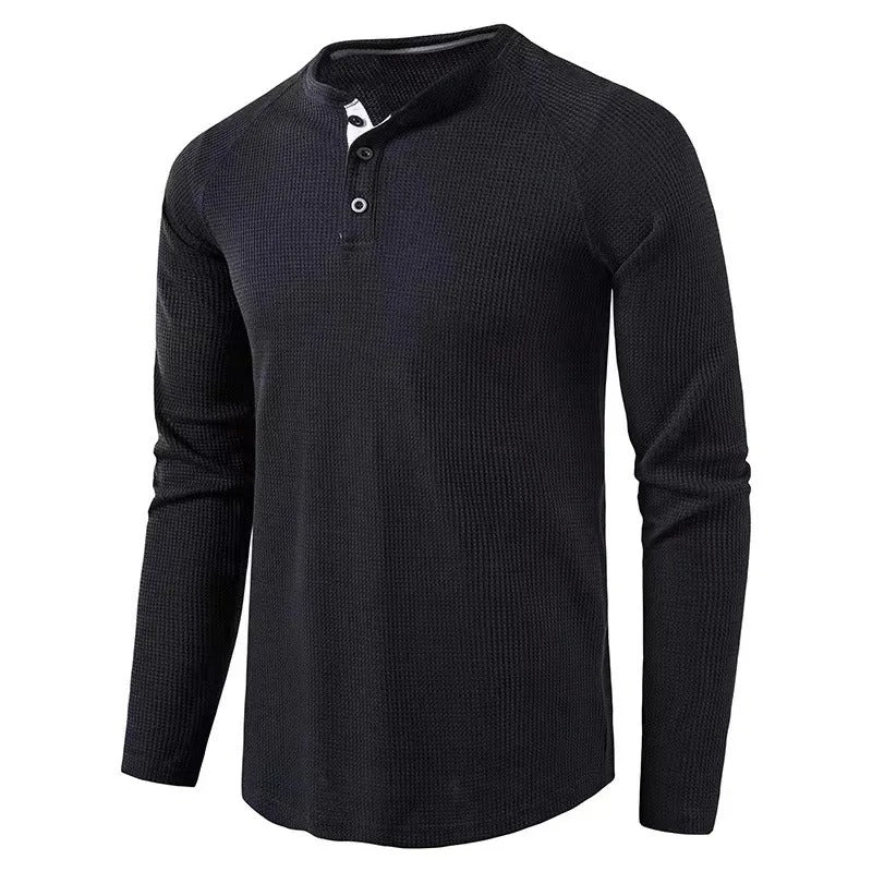 Long Sleeve Button Neck Shirt