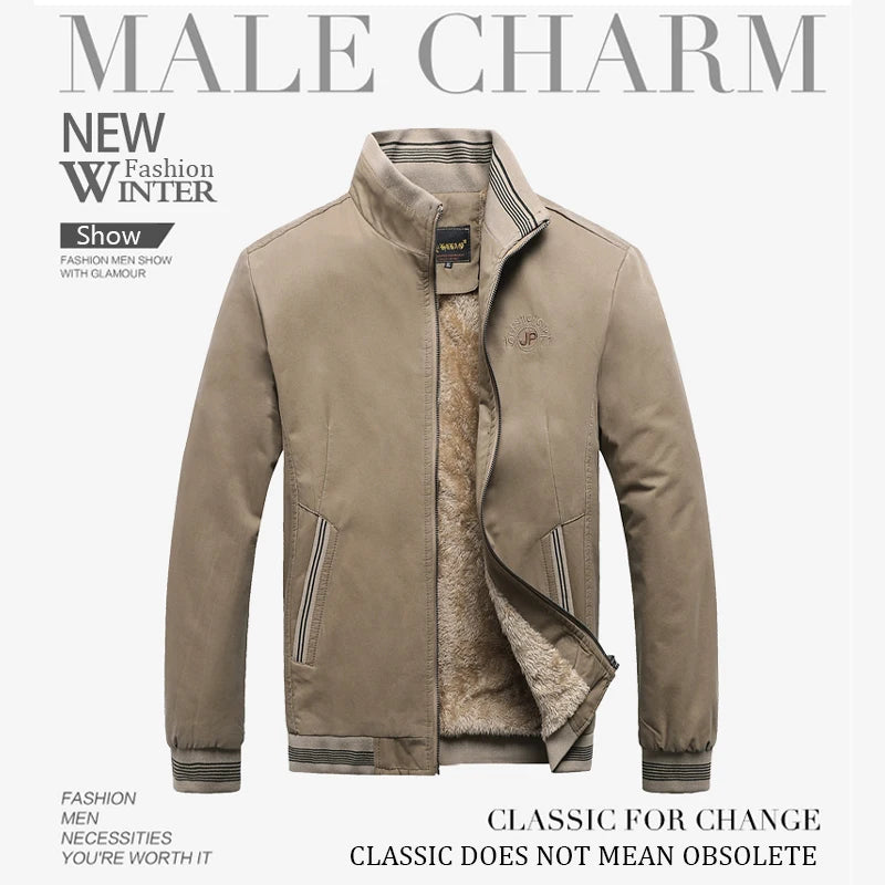 Men Cotton Casual Solid Vintage Jacket Autumn Winter