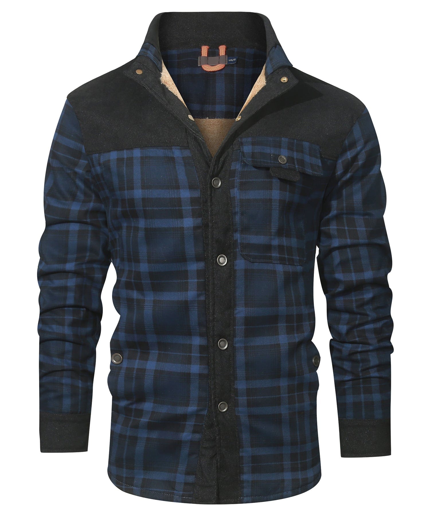 Men's Plaid Flannel Jacket With Faux Fur Lining