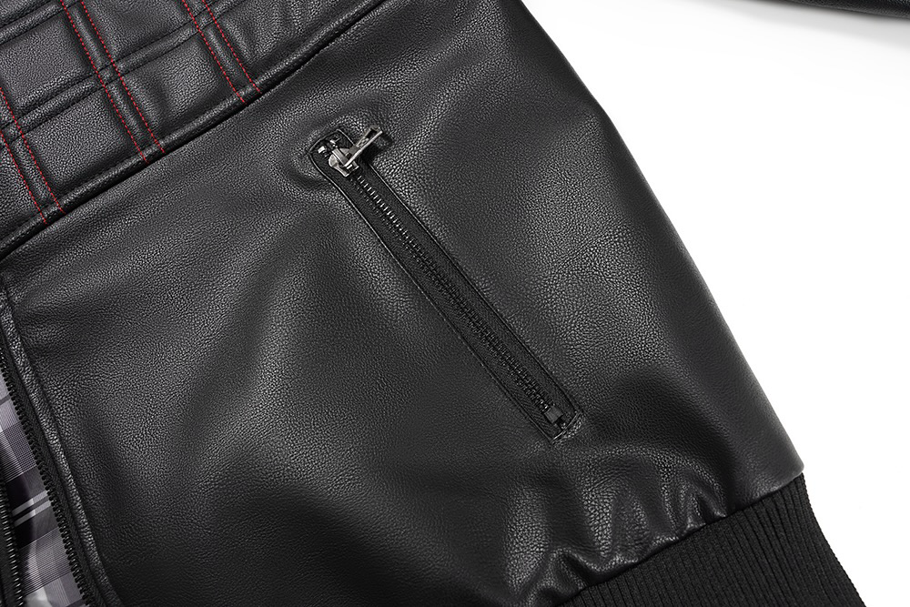 A close up of a Black Quilted Faux Leather Moto Jacket