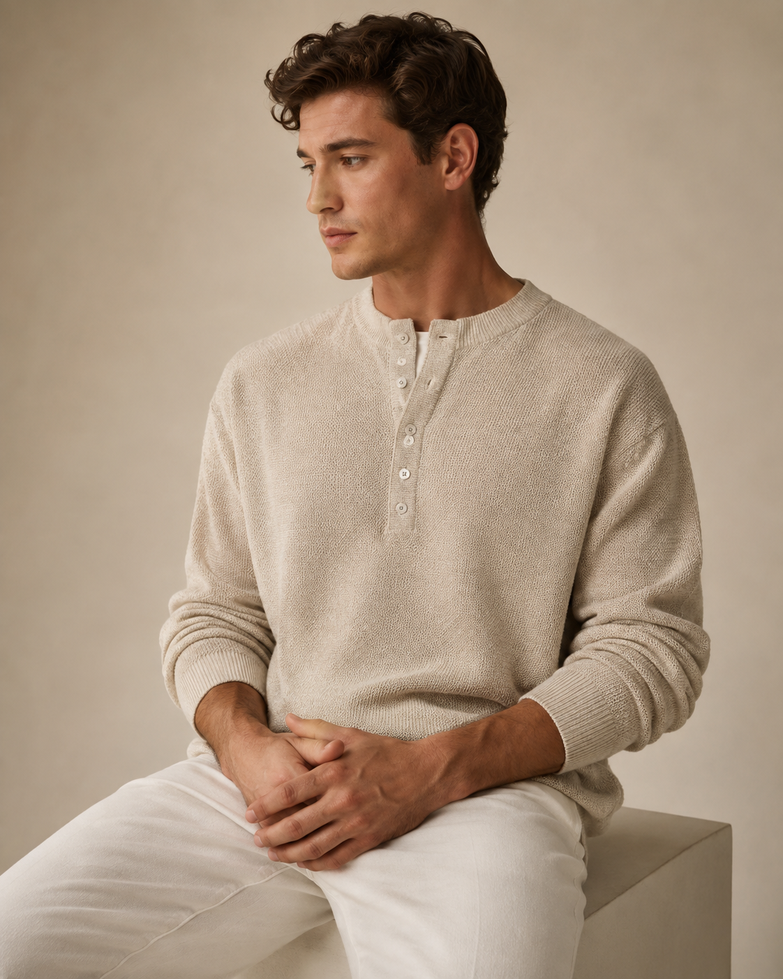 Men's textured knit shirt styled for everyday wear