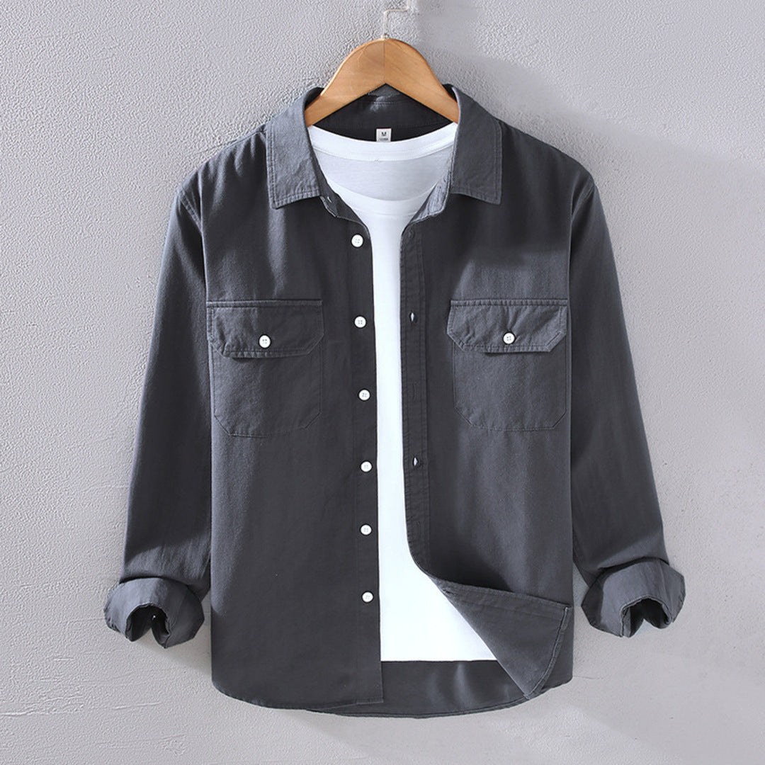 Men's structured overshirt shown from the front