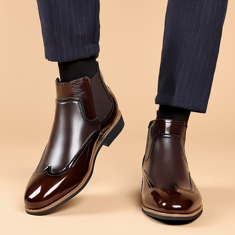 Close-up view of the Chelsea boot ankle and side panel