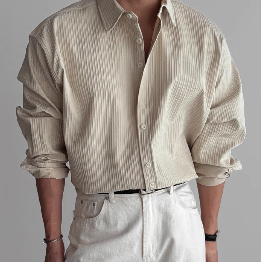 Men's Pleated Shirt Lightweight Minimalist Design