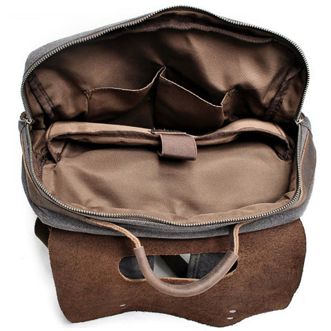 Detailed view of backpack pockets and front compartments