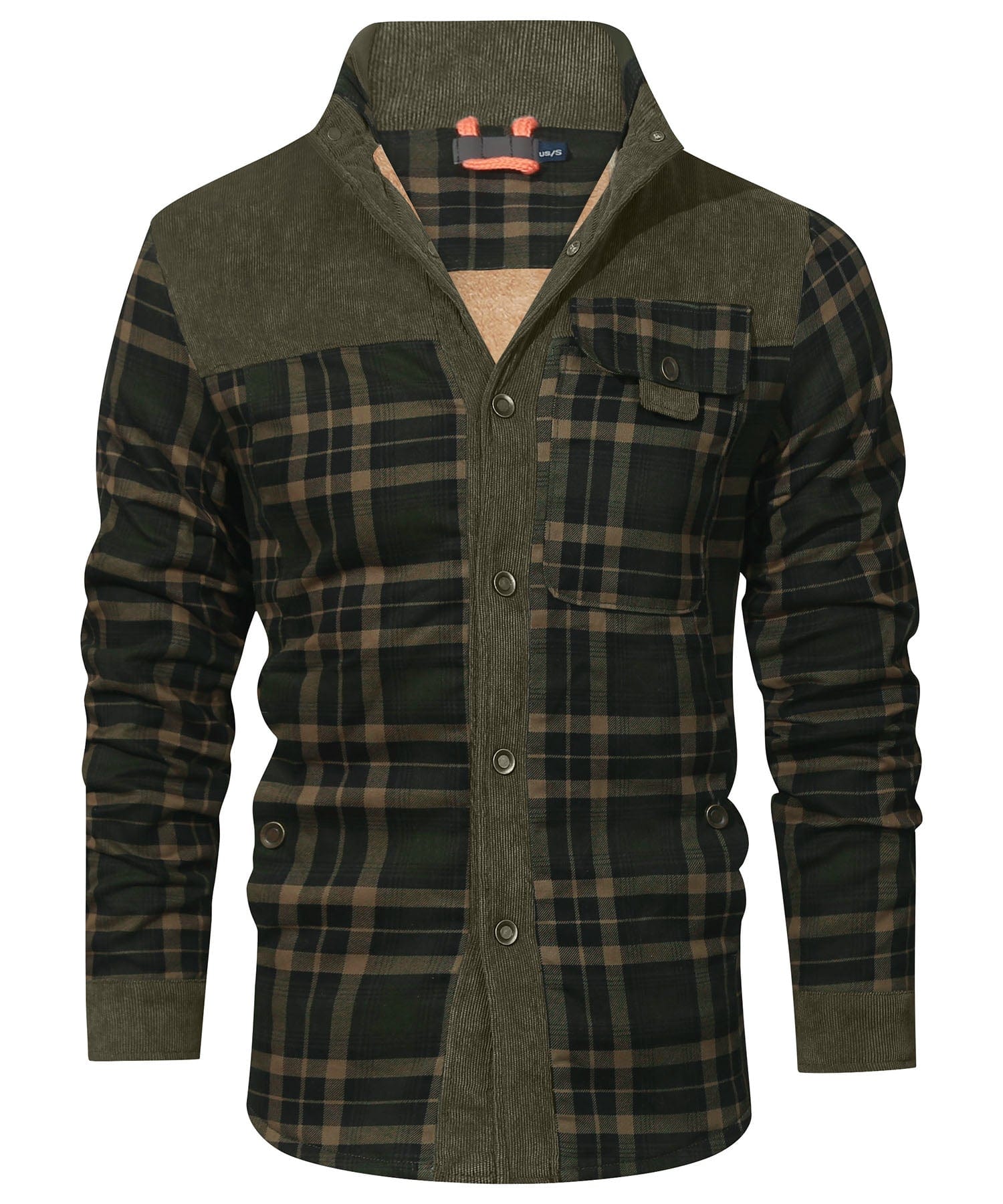 Men's flannel jacket showing classic plaid pattern