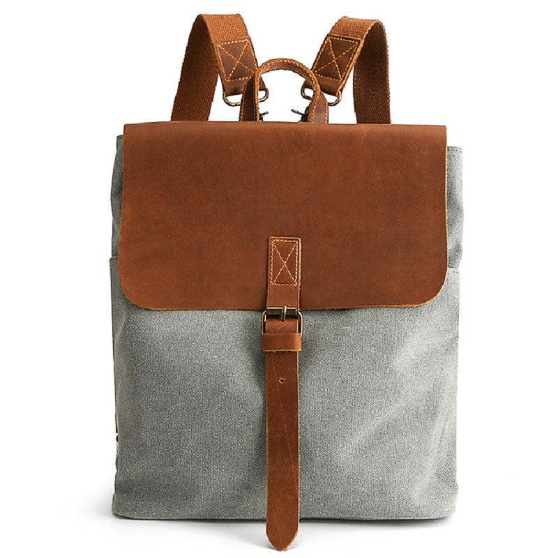 Vintage square backpack shown from the front with a structured silhouette