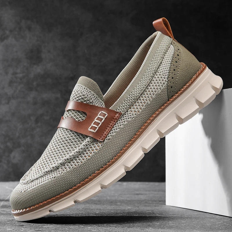 Top view of men's penny loafers with classic slip-on design