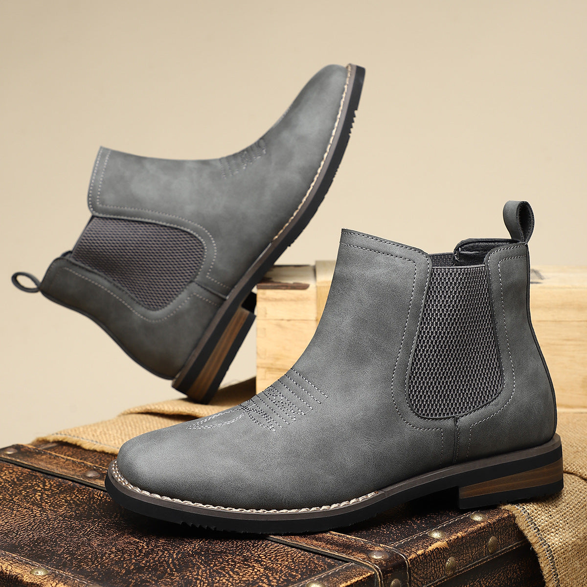 Men's classic leather boots styled for everyday wear