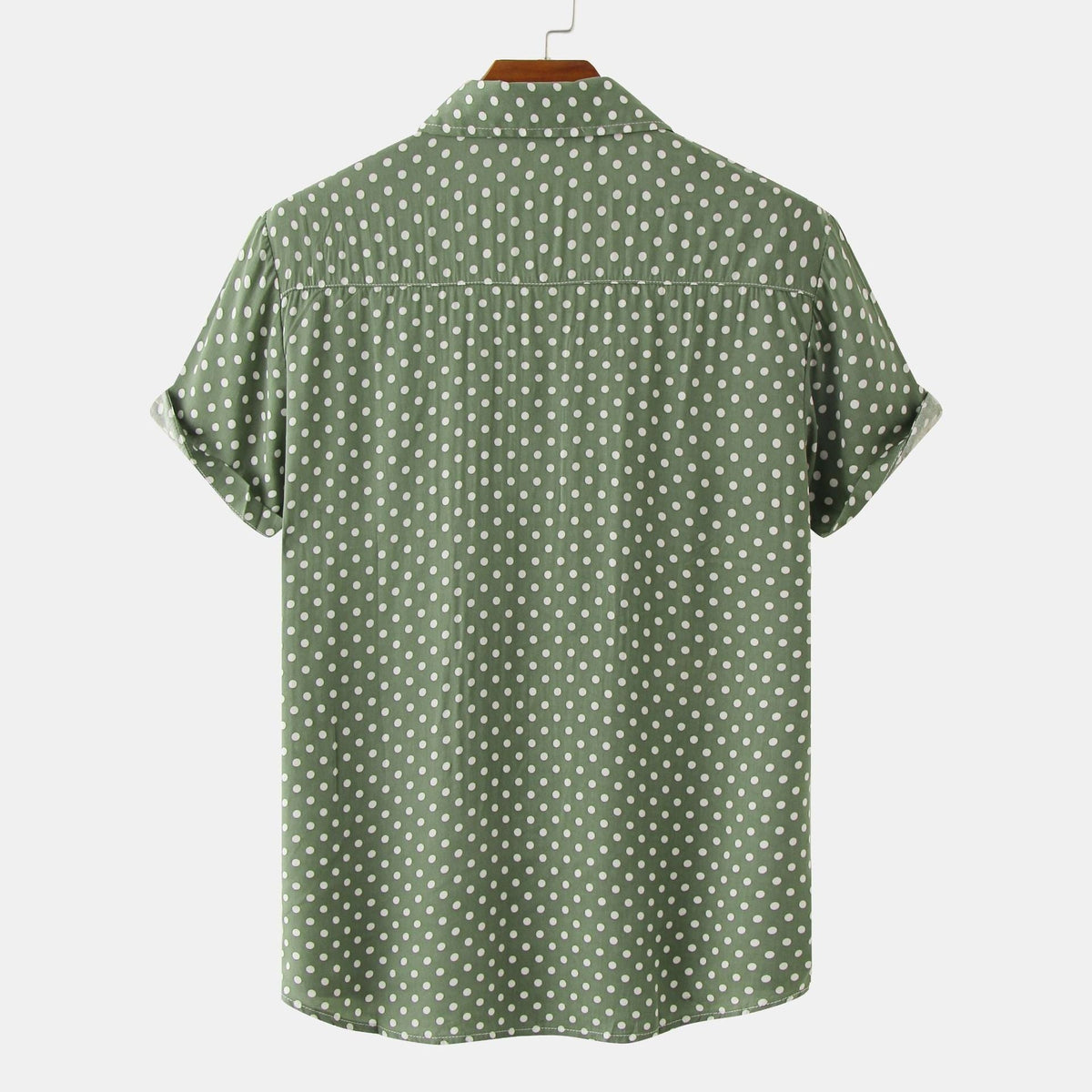 Men's short-sleeve dot shirt styled for casual everyday wear