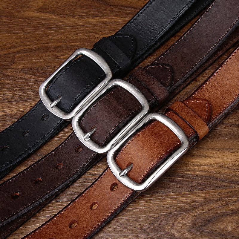 Men's belt paired with jeans for a relaxed look