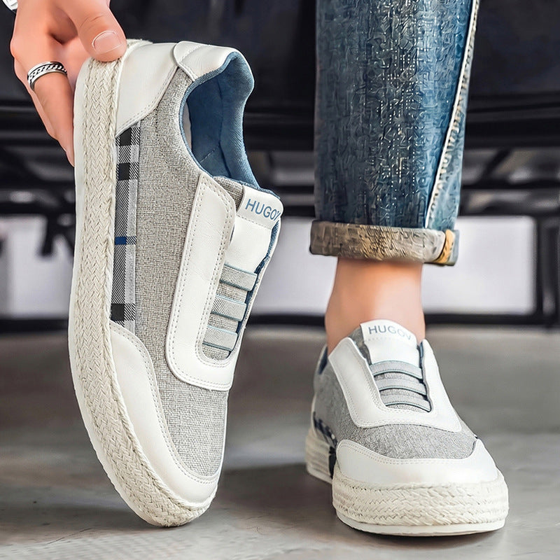 Side profile highlighting the espadrille sole on men's sneakers