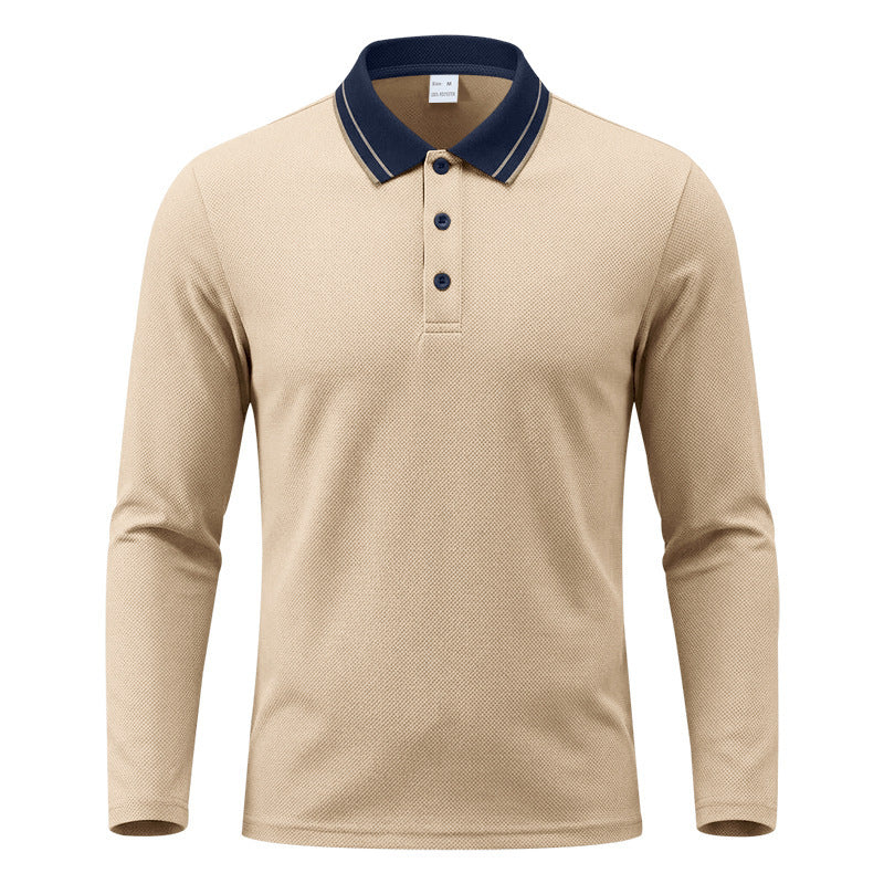 Men's Long-Sleeve Piqué Polo Shirt With Contrast Collar