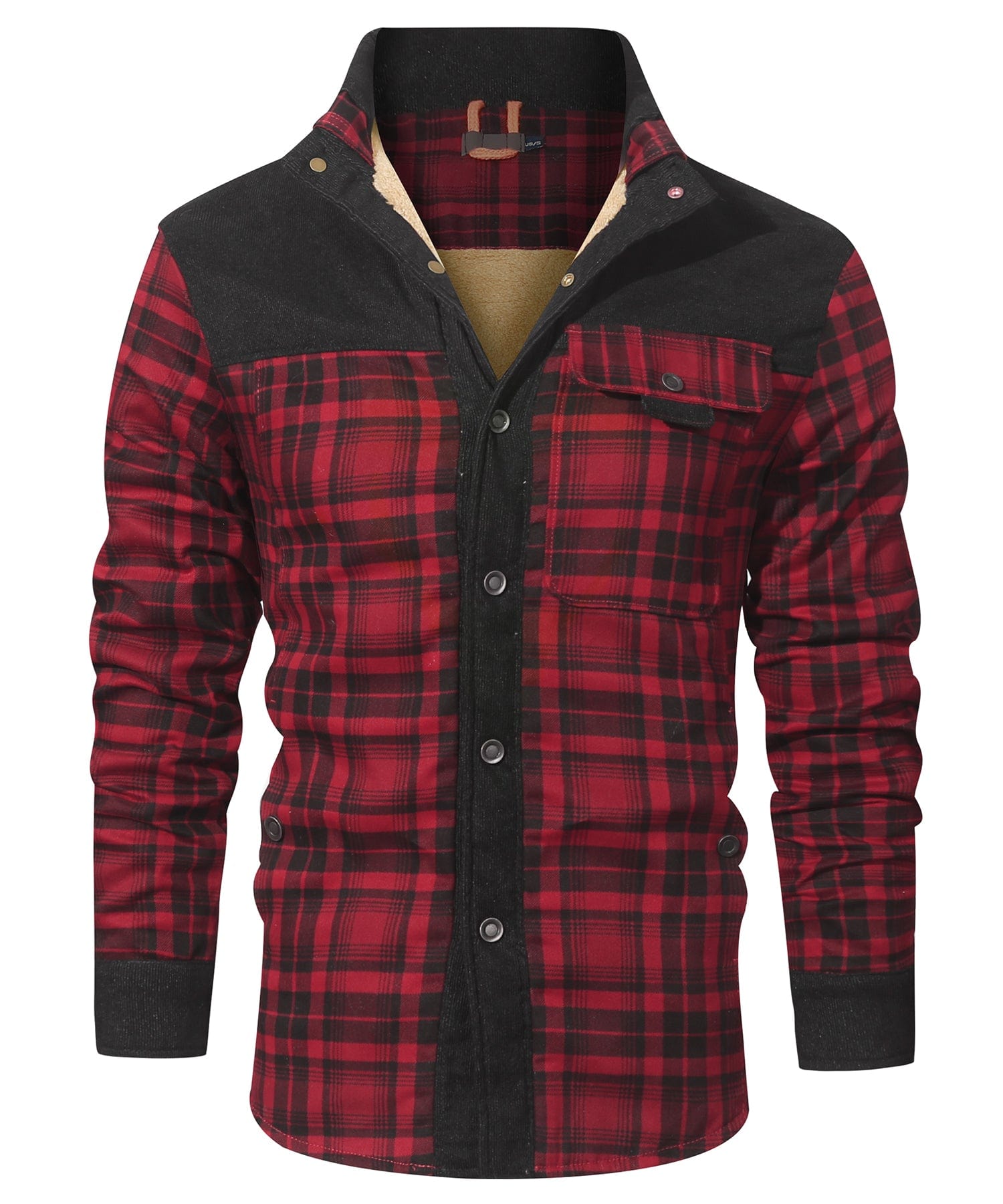 Men's Plaid Flannel Jacket With Faux Fur Lining