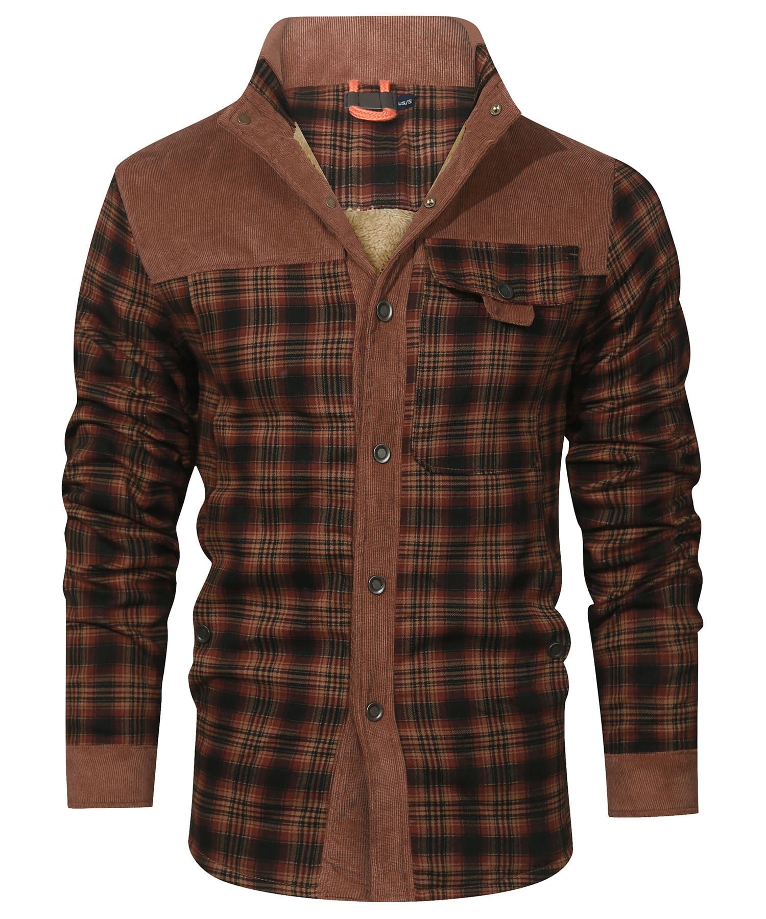 Men's Plaid Flannel Jacket With Faux Fur Lining