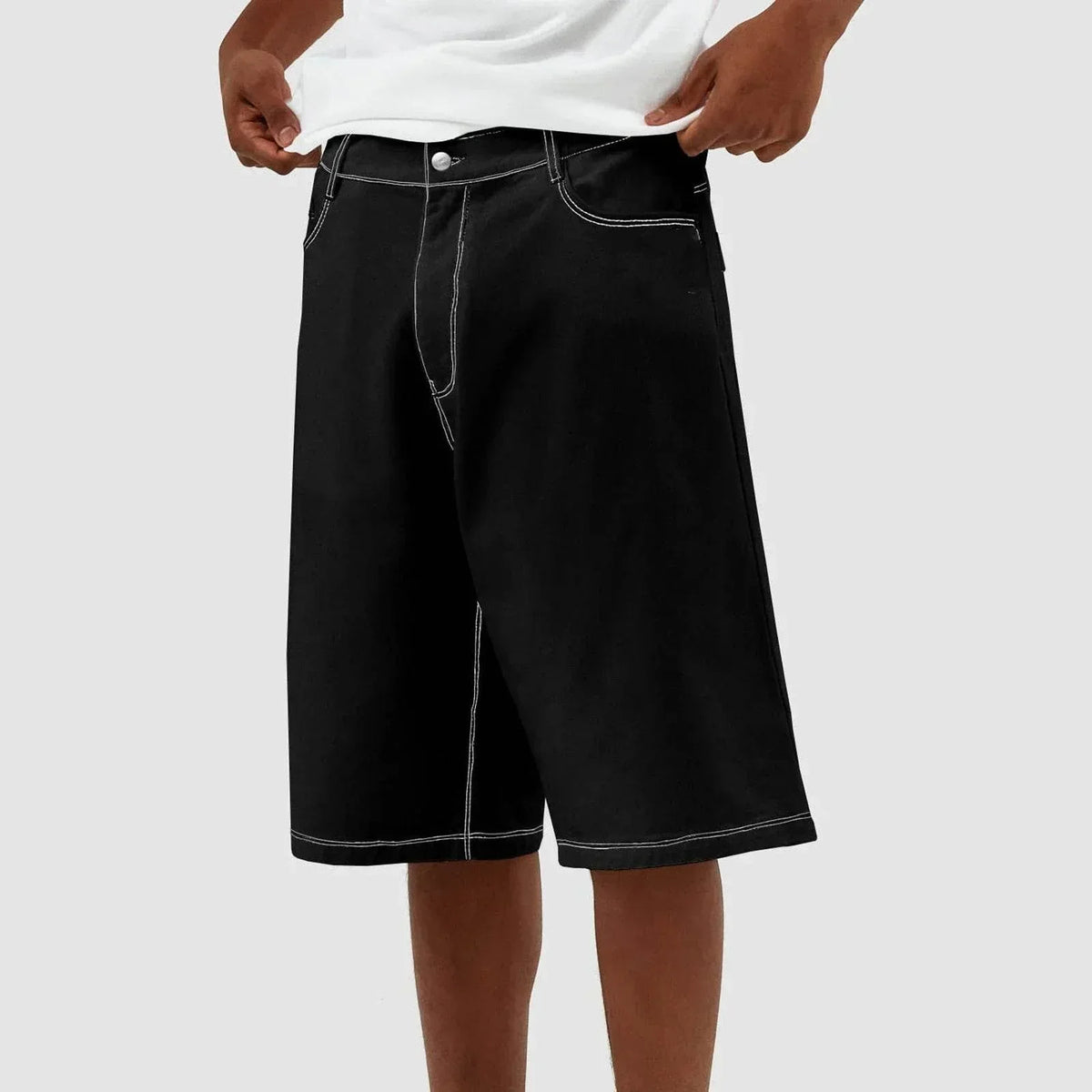 Men's Baggy Denim Shorts Below The Knee