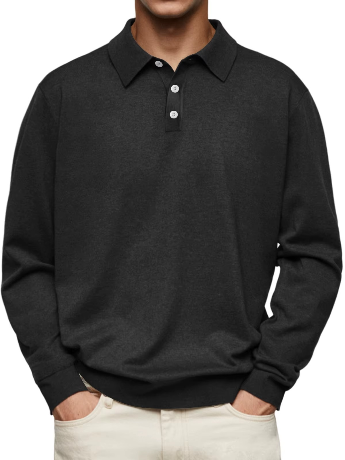 Men's Long-Sleeve Polo Shirt for Sharp Casual Style