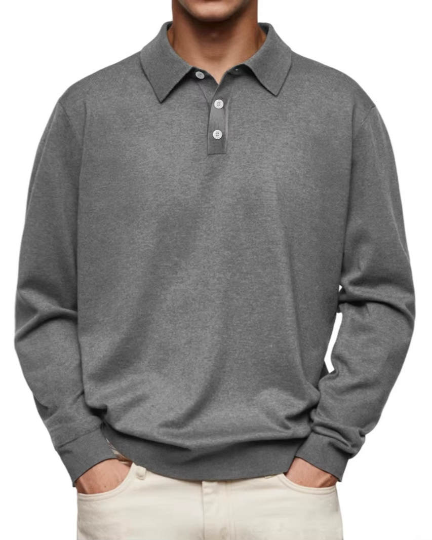 Men's Long-Sleeve Polo Shirt for Sharp Casual Style