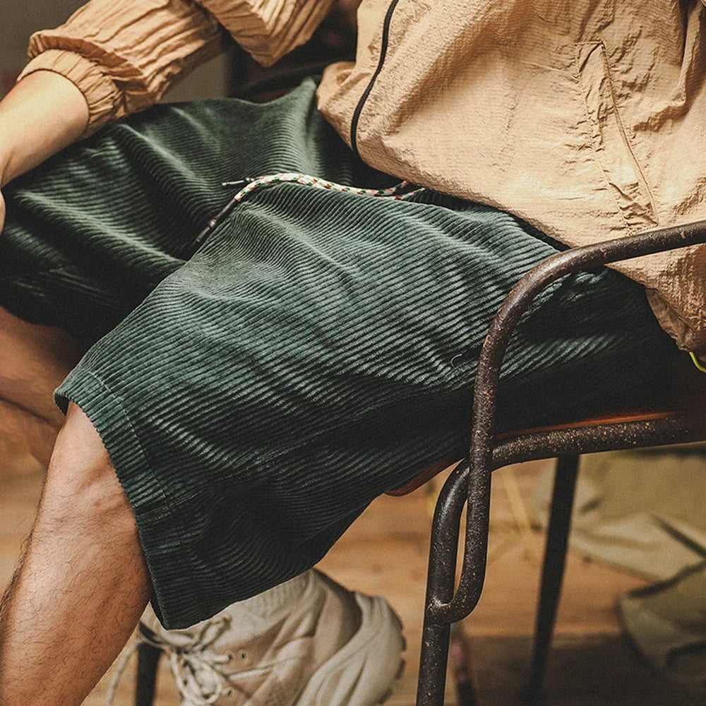 Men's corduroy summer shorts shown from the front