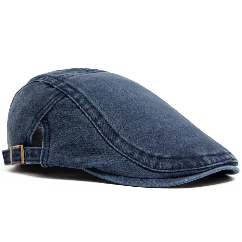 Classic cotton flat cap designed for men's casual outfits