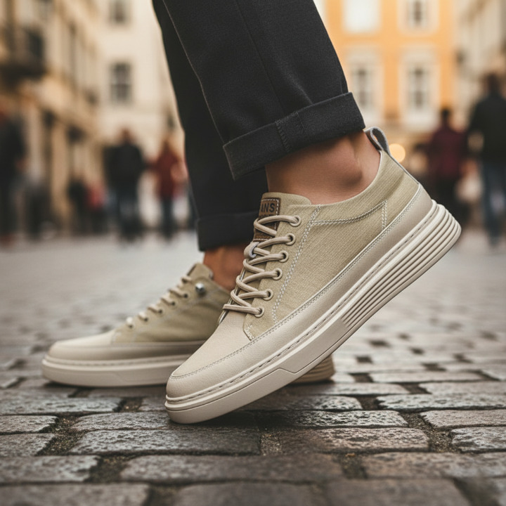 Men's leather sneakers styled for everyday casual wear