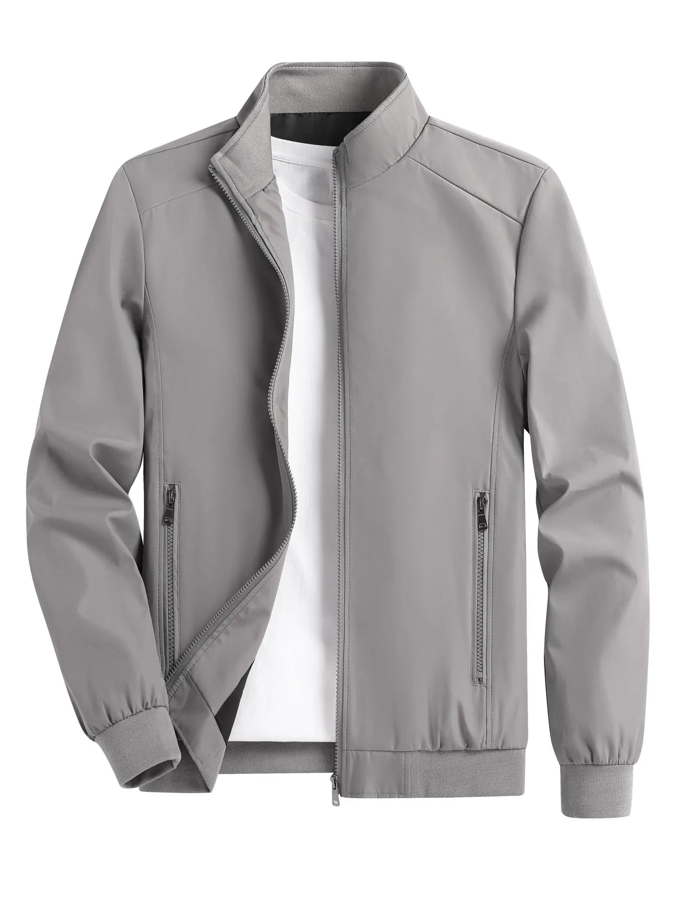 Men's Thin Stand Collar Casual Jacket Solid Color