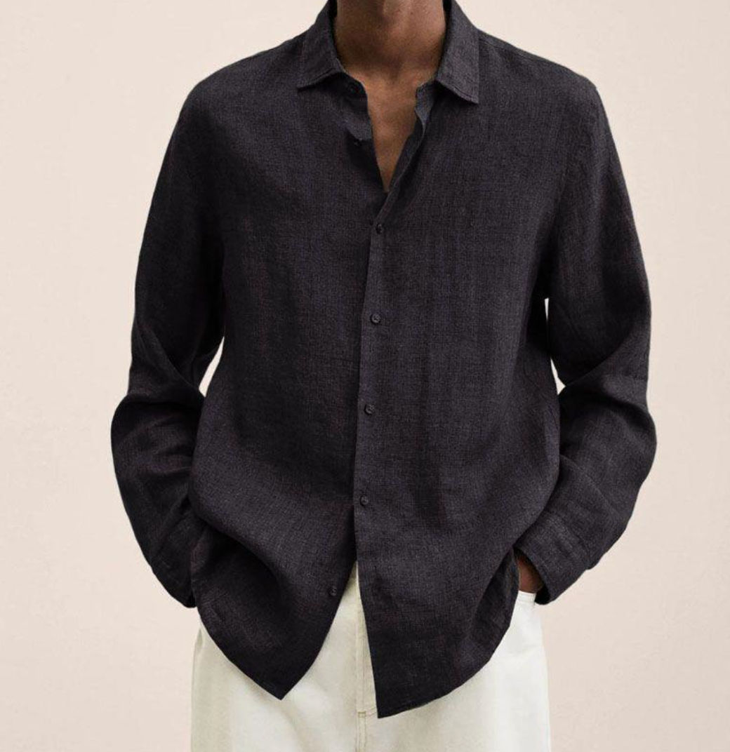 Men’s Linen-Blend Shirt With Classic Fit