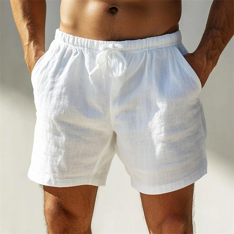 Men's cotton blend shorts shown in a breathable summer design