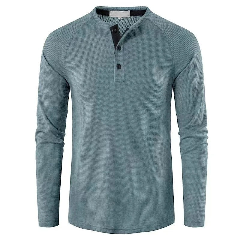 Long Sleeve Button Neck Shirt
