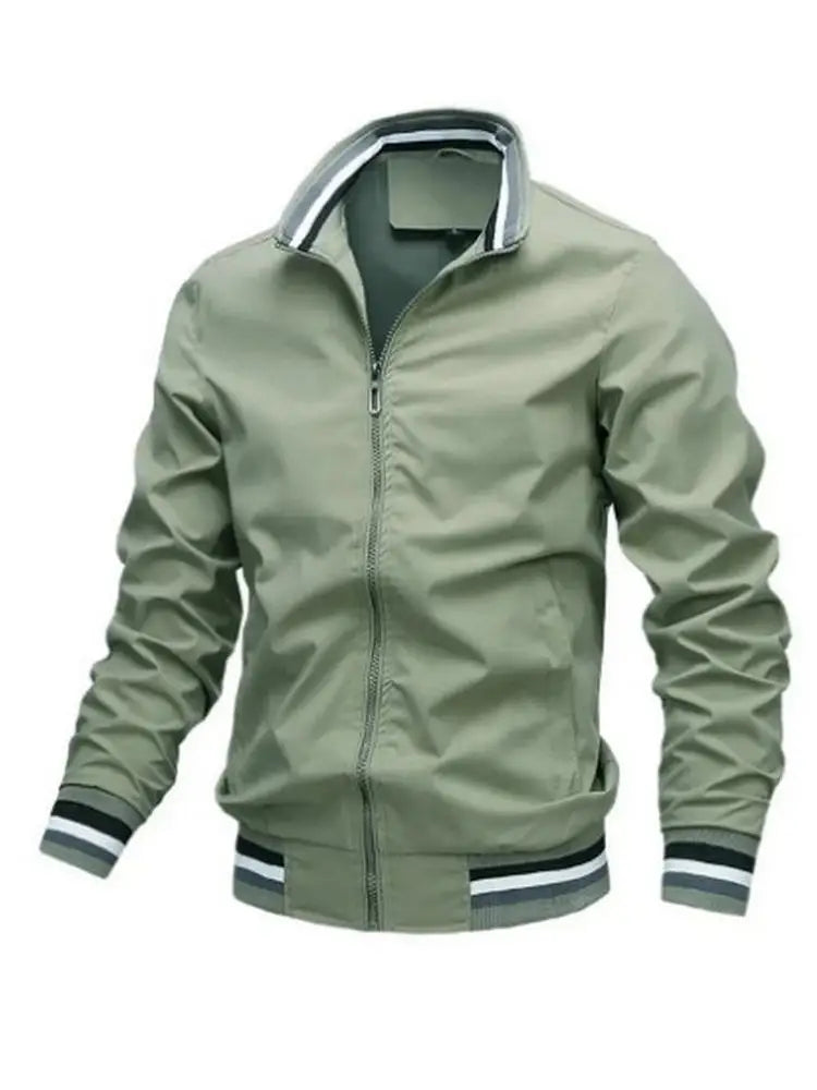 Men Waterproof Lightweight Bomber Windbreaker Jacket White