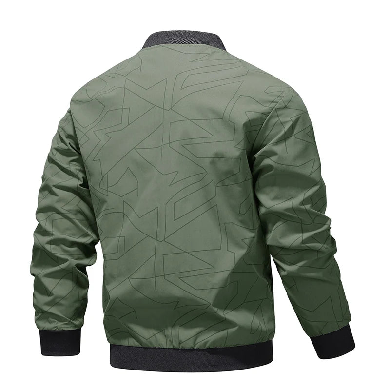 Men's Baseball Collar Lightweight Loose Jacket Solid Color