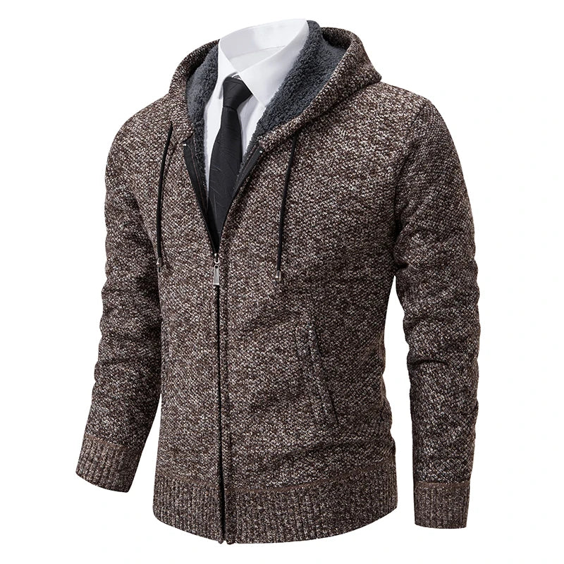 Men's Fleece Stand Collar Zipper Cardigan Sports Coat