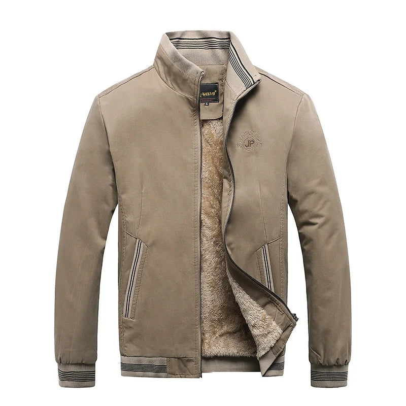 Men Cotton Casual Solid Vintage Jacket Autumn Winter