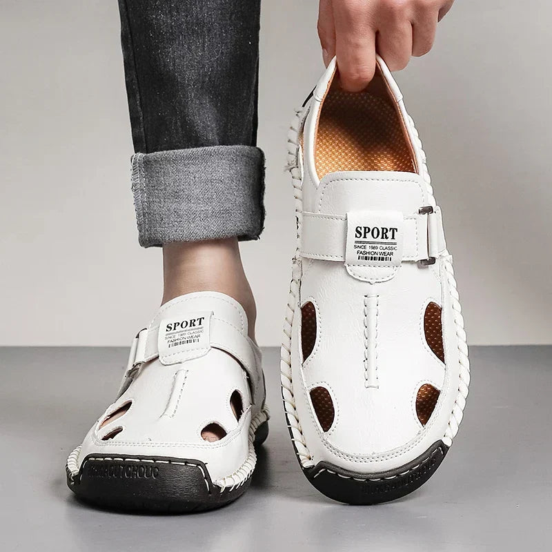 Men's cushioned loafers presented as comfortable everyday dress shoes