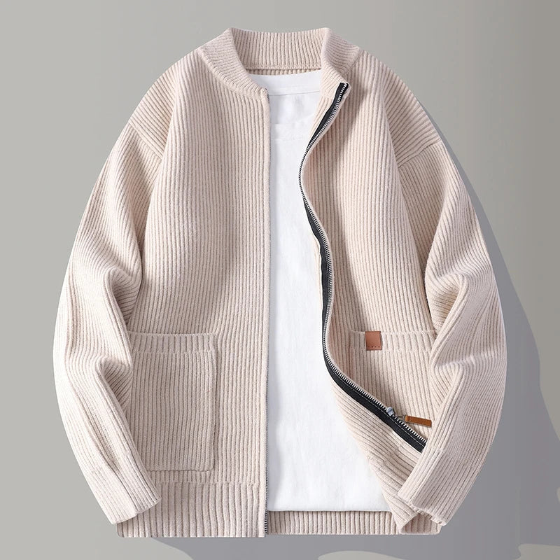 Men's Ribbed Open-Front Cardigan