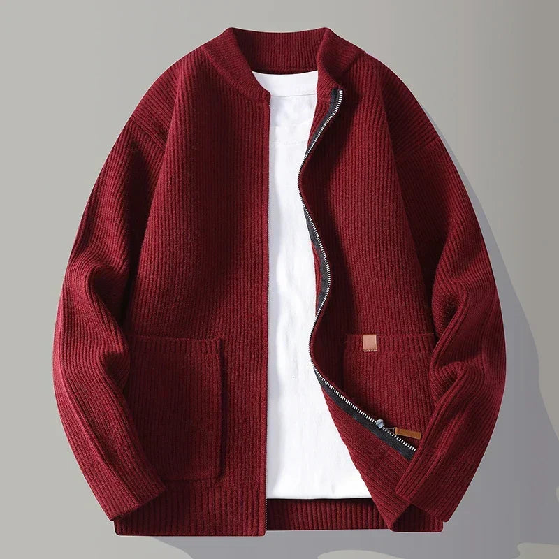 Men's Ribbed Open-Front Cardigan