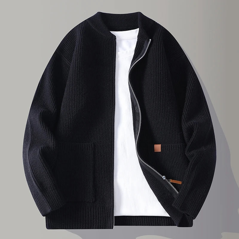 Men's Ribbed Open-Front Cardigan